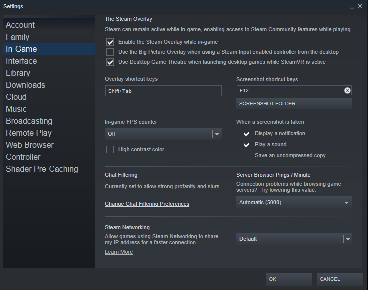 FPS settings in Steam