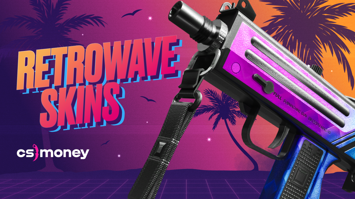 retro wave skins in cs2 selection neon light bright