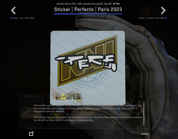 perfecto sticker blast paris major 2023