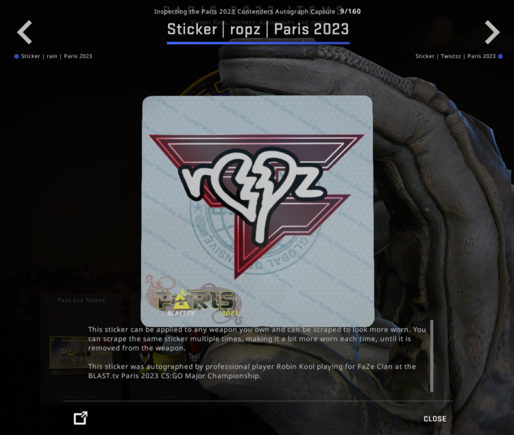 ropz sticker blast paris major 2023