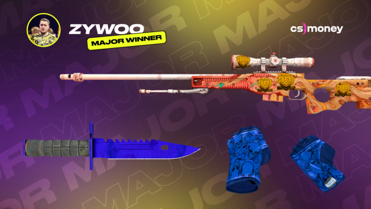 zywoo's skins from blast paris major 2023 awp blue gloves blue knife