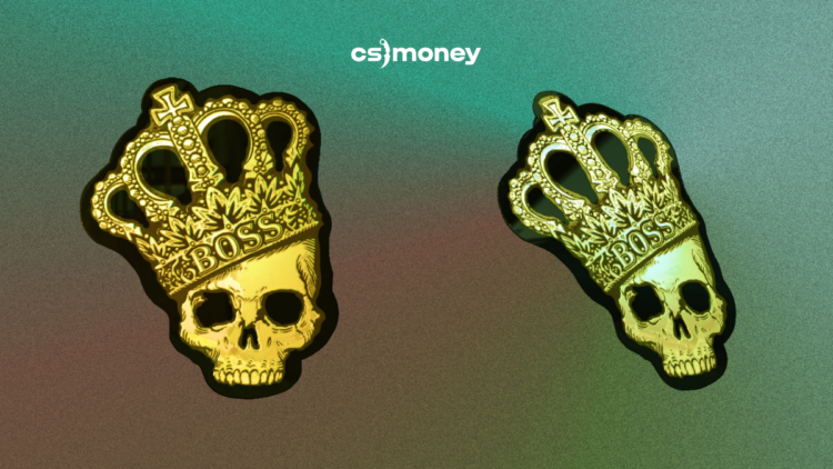 golden crown skull sticker foil CS