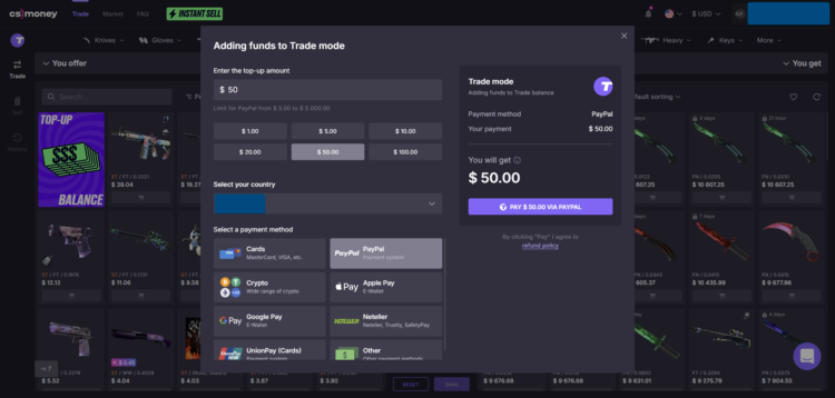 Come acquistare skin CS2 con PayPal