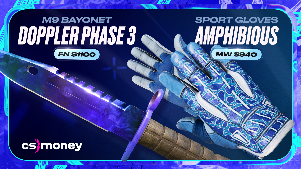 Sport Gloves Amphibious + M9 Bayonet Doppler Phase 3