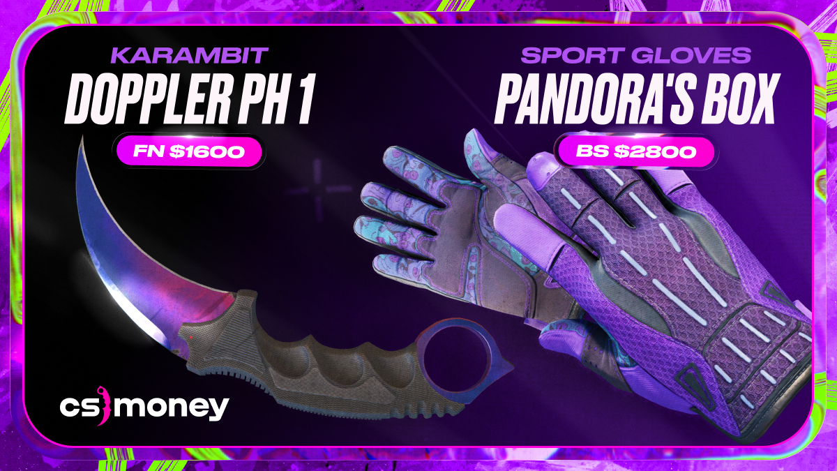 Sports Gloves Pandora's Box + Karambit Doppler Phase 1