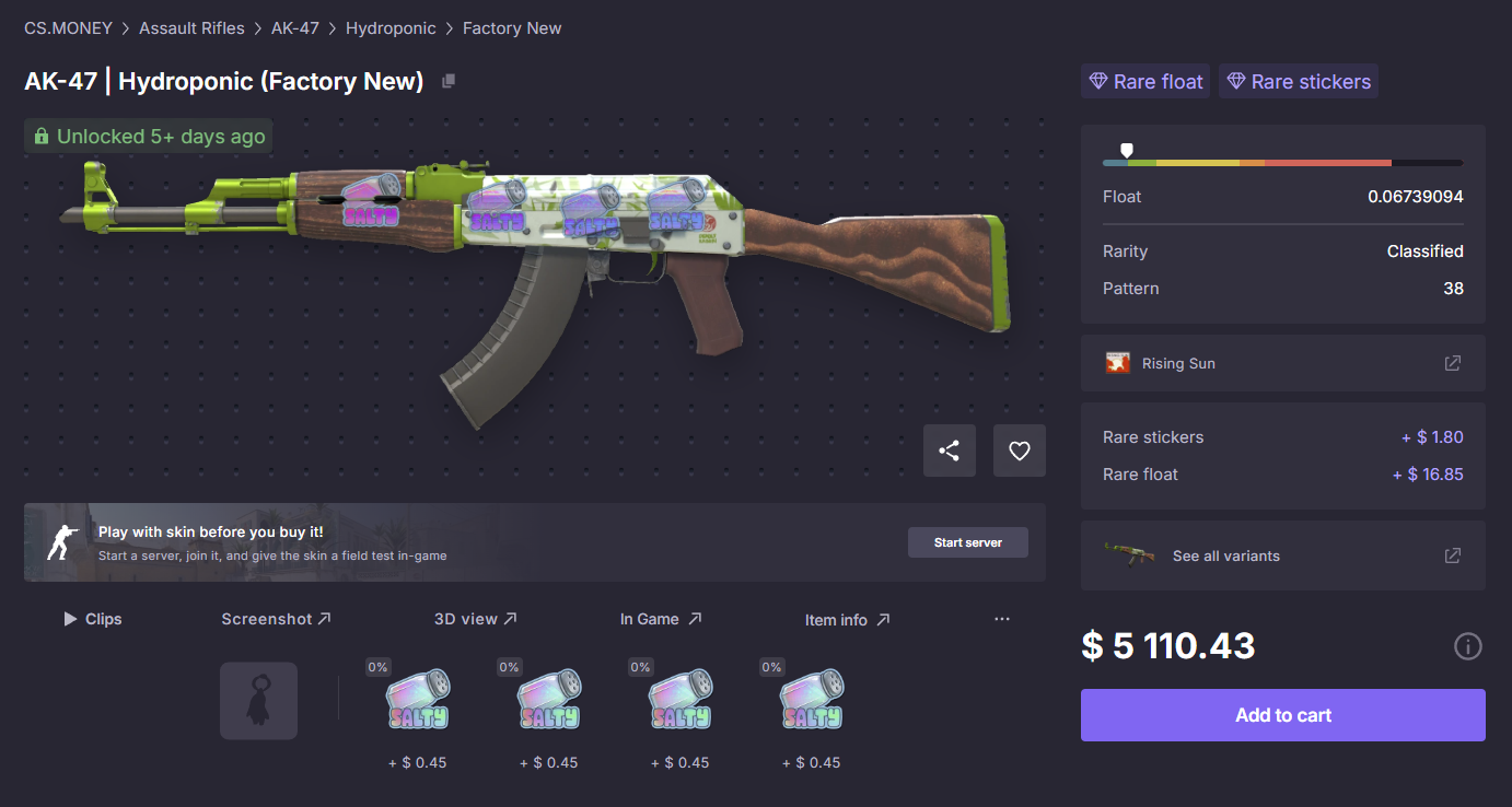how to learn skin price on csmoney