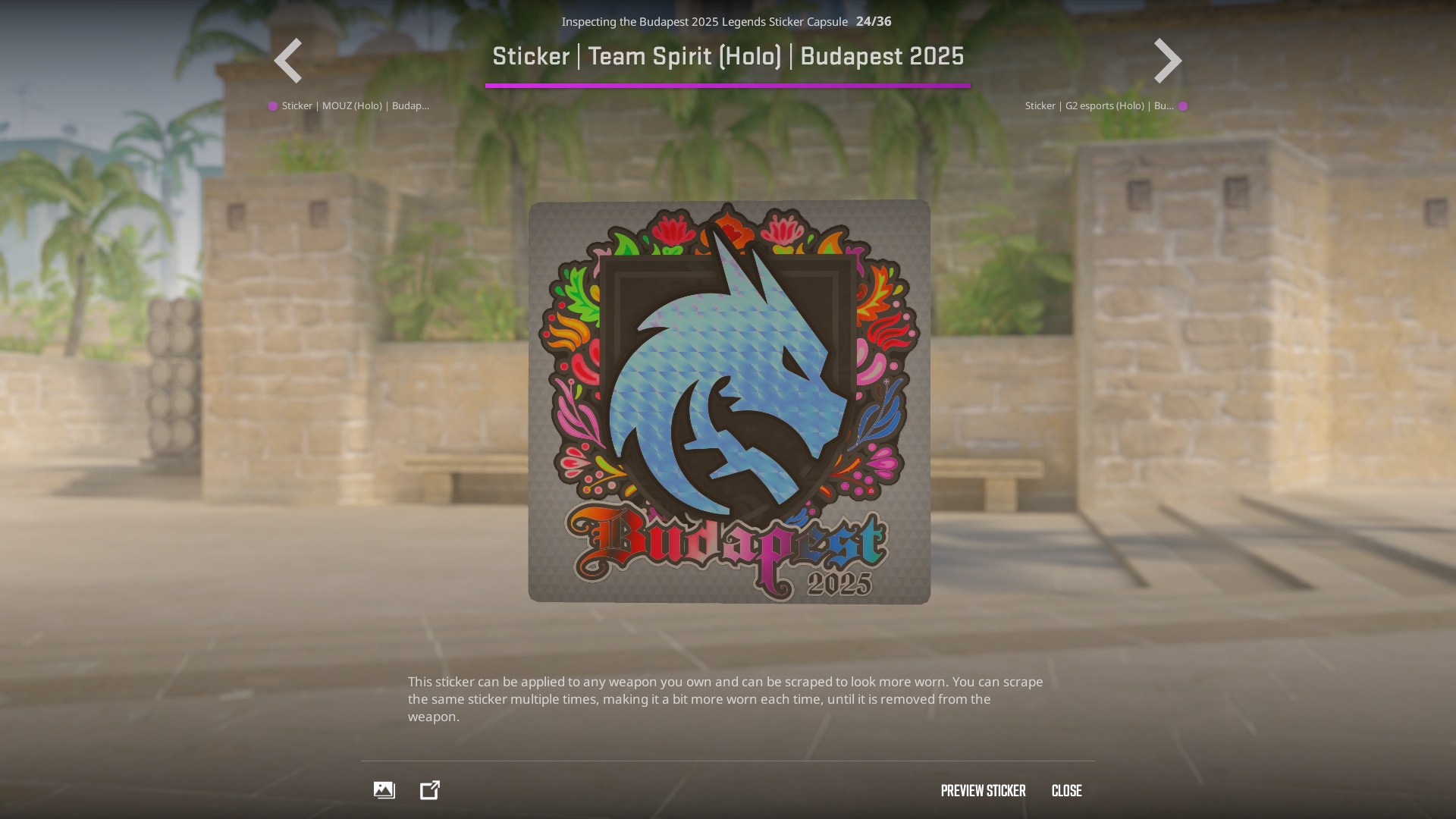 Holo Stickers Budapest Major CS2