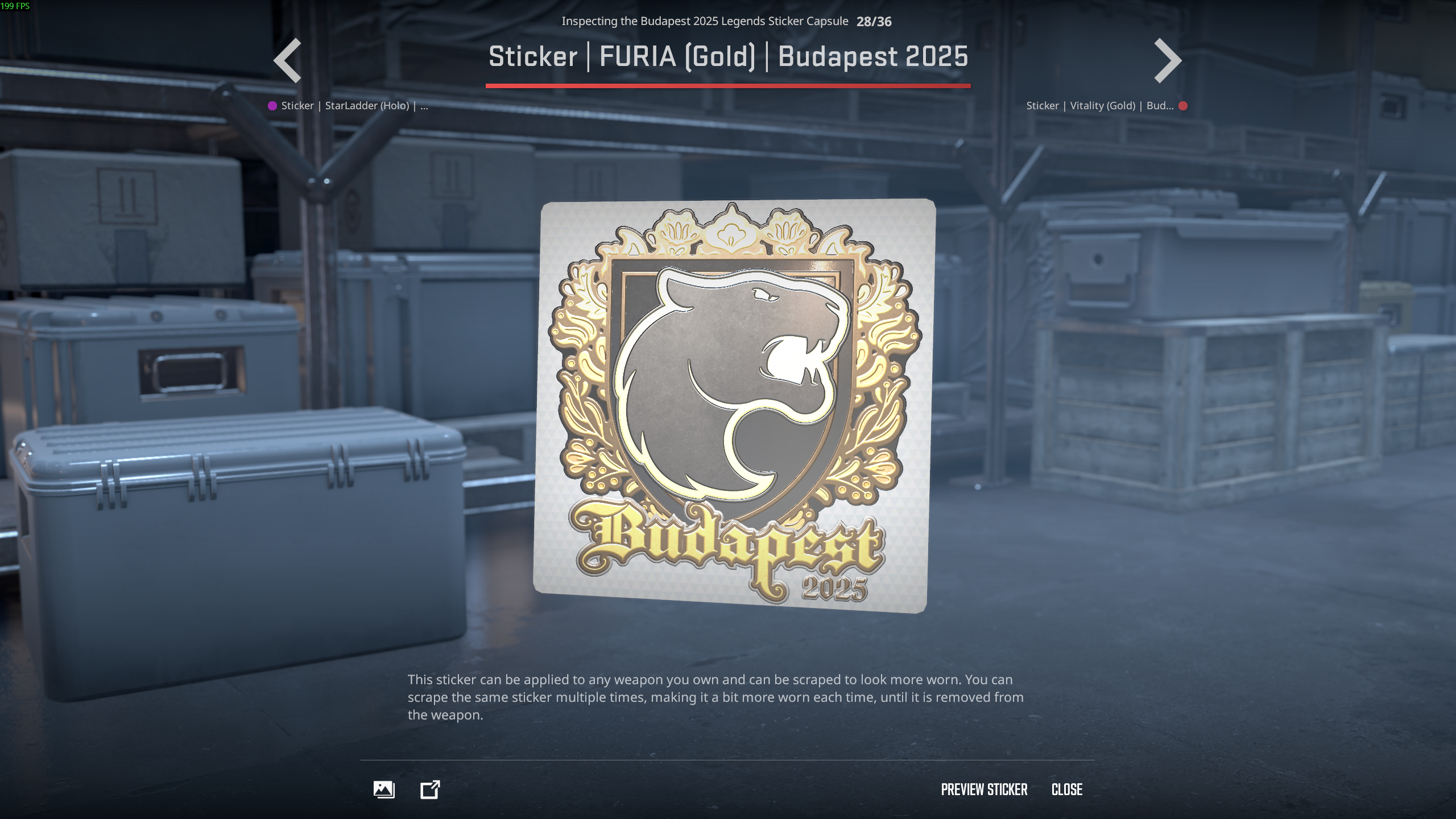 golden budapest major cs2 stickers