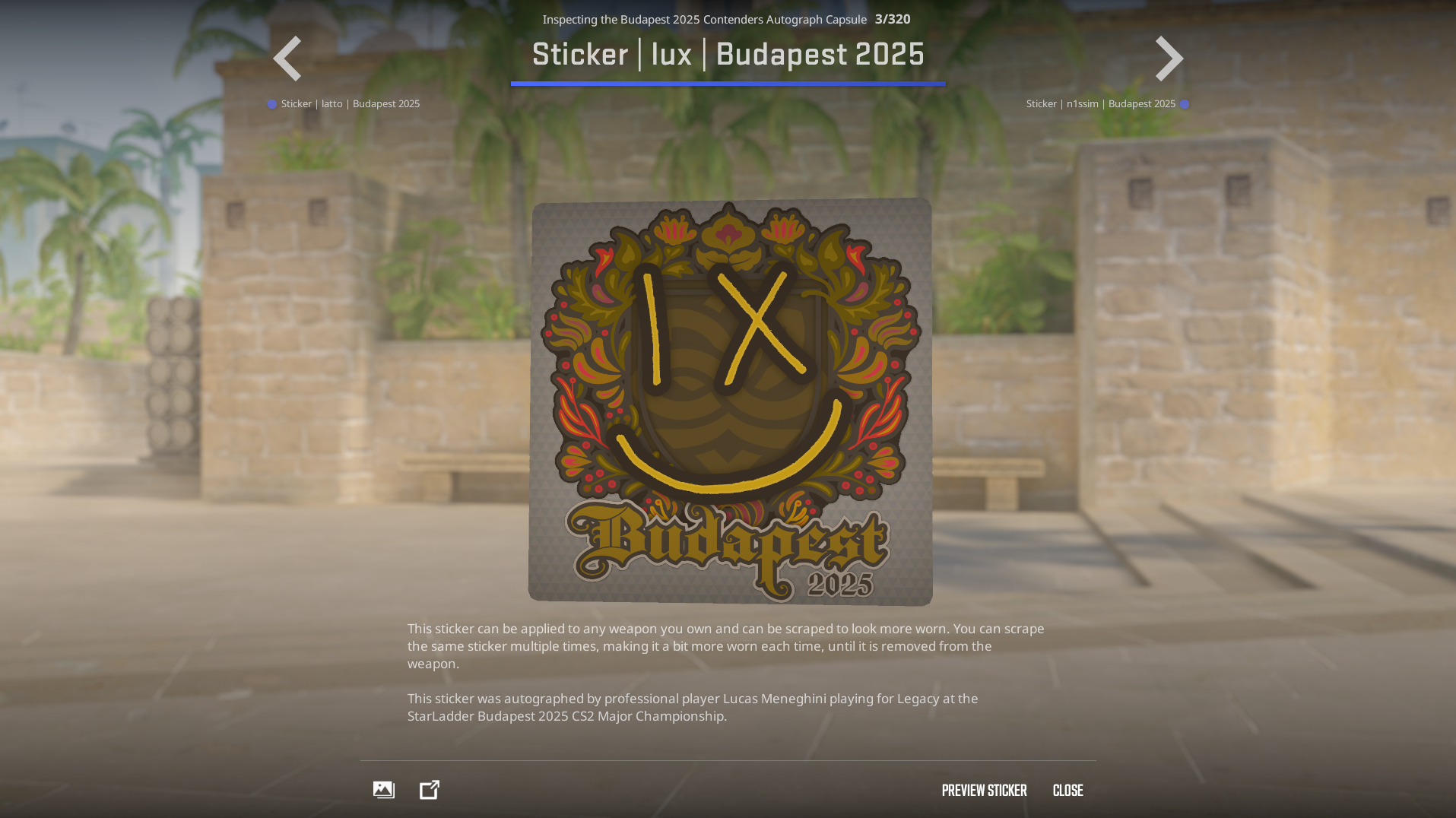 Lux Budapest Major CS2 stickers