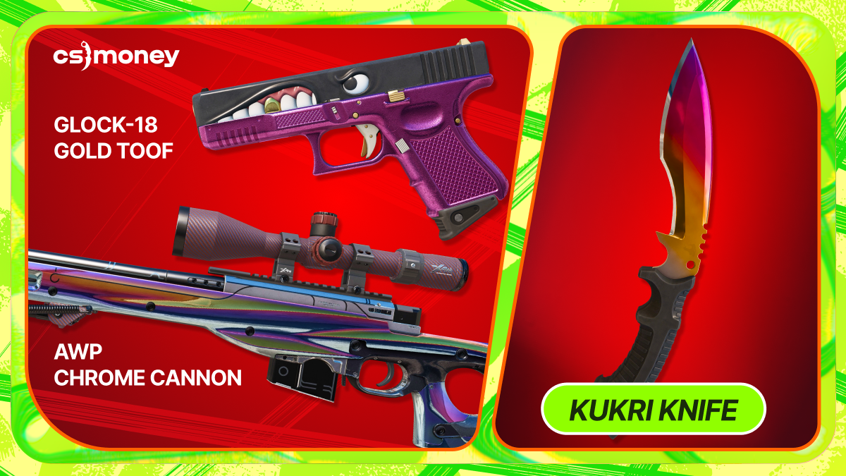 awp chrome cannon and glock-18 toof kukri knife trade up